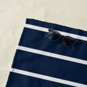 Nautical Navy Blue Boat Name Anchor Rope Striped Strandlaken (In situ)