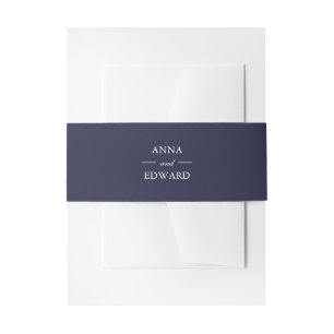 Nautical Navy Blue Bride en Groom Belly Bands Uitnodigingen Wikkel