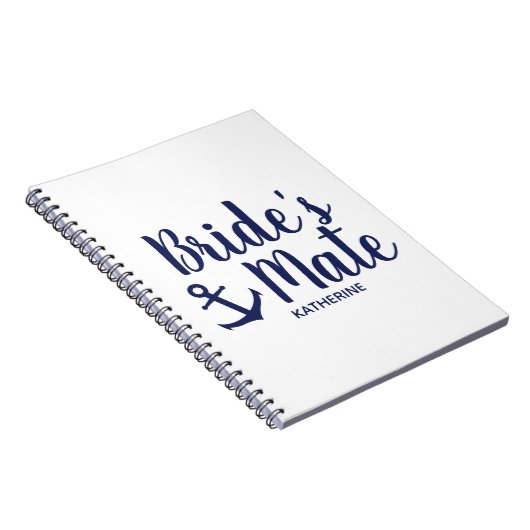Nautical navy blue bride's mate anchor bridesmaid notitieboek (Rechterzijde)