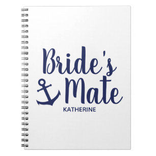 Nautical navy blue bride's mate anchor bridesmaid notitieboek