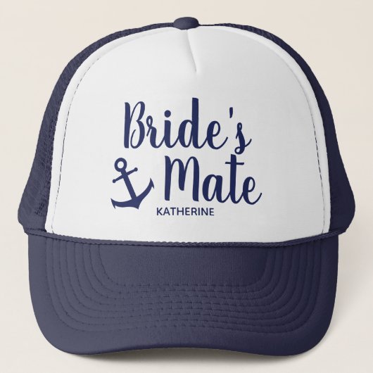 Nautical navy blue bride's mate anchor bridesmaid trucker pet (Voorkant)