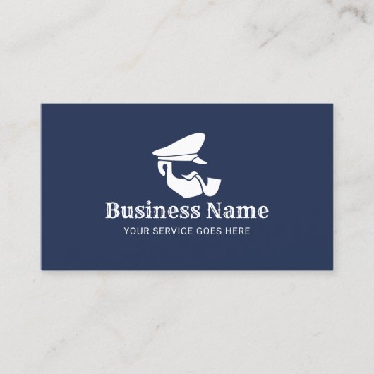 Nautical Navy Blue Captain Logo Professional Visitekaartje (Voorkant)