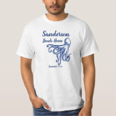 Nautical Navy Blue Coastal Octopus strandhouse T-shirt (Voorkant)