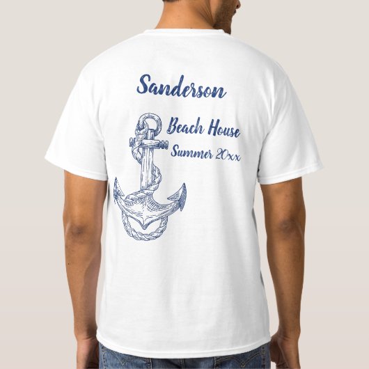 Nautical Navy Blue Coastal Starfish strand house T-shirt (Achterkant)