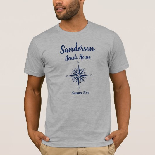 Nautical Navy Blue Compass Coastal strand house T-shirt (Voorkant)