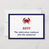 Nautical Navy Blue Crab Wedding RSVP-kaarten RSVP Kaartje (Achterkant)