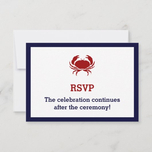 Nautical Navy Blue Crab Wedding RSVP-kaarten RSVP Kaartje (Achterkant)