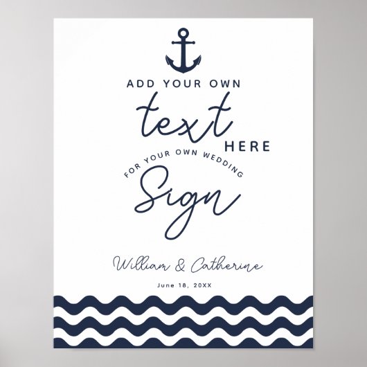 Nautical Navy Blue Creëer je eigen poster (Voorkant)