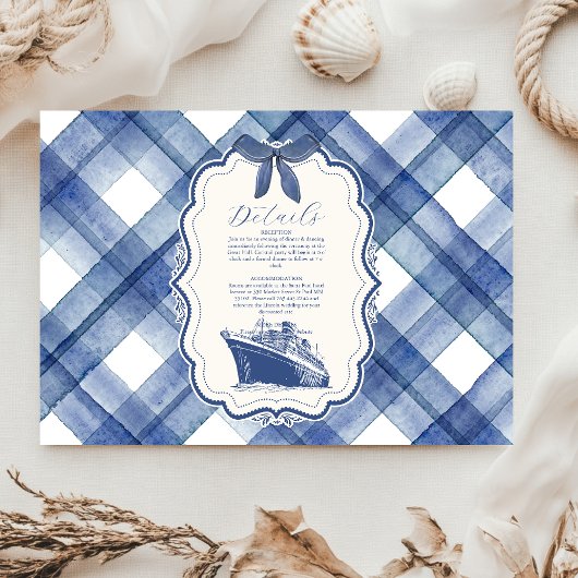 Nautical Navy Blue Cruise Wedding Informatiekaartje