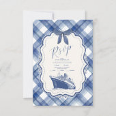 Nautical Navy Blue Cruise Wedding RSVP Kaartje (Voorkant)