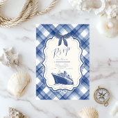 Nautical Navy Blue Cruise Wedding RSVP Kaartje