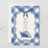 Nautical Navy Blue Cruise Wedding Save The Date (Voorkant)