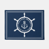 Nautical Navy Blue Custom Boat Name Anchor Deurmat (Voorkant)