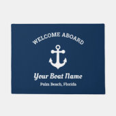Nautical Navy Blue Custom Boat Name Anchor Doormat Deurmat (Voorkant)