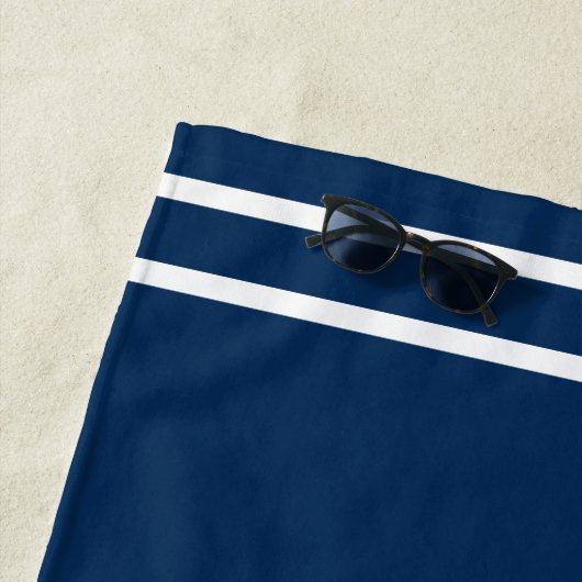 Nautical Navy Blue Custom Boat Name Anchor Octopus Strandlaken (In situ)