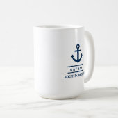 Nautical Navy Blue Custom Boat Name Koffiemok (Voorkant rechts)