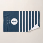 Nautical Navy Blue Custom Boot Naam gestreept Handdoek (Handdoek)