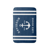 Nautical Navy Blue Custom Family Lake House Badmat (Voorkant Verticaal)