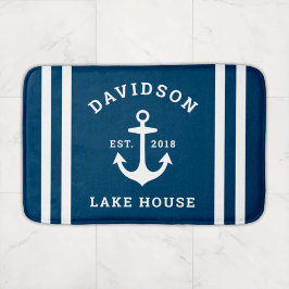 Nautical Navy Blue Custom Family Lake House Badmat