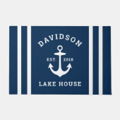 Nautical Navy Blue Custom Family Lake House Deurmat (Voorkant)