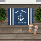 Nautical Navy Blue Custom Family Lake House Deurmat