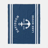 Nautical Navy Blue Custom Family Lake House Fleece Deken (Voorkant)