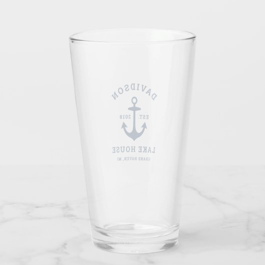 Nautical Navy Blue Custom Family Lake House Glas (Achterkant)