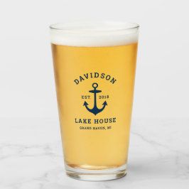 Nautical Navy Blue Custom Family Lake House Glas