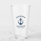 Nautical Navy Blue Custom Family Lake House Glas (Voorkant)