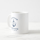 Nautical Navy Blue Custom Family Lake House Koffiemok (Voorkant links)