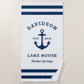 Nautical Navy Blue Custom Family Lake House Strandlaken (Voorkant)