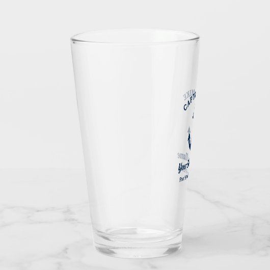 Nautical Navy Blue Custom Kapitein Boat Name Glas (Rechts)