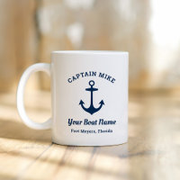 Nautical Navy Blue Custom Kapitein Boat Name