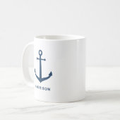 Nautical Navy Blue Custom Name Boat Anchor Koffiemok (Voorkant links)