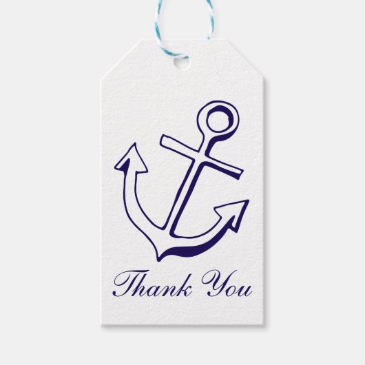 Nautical Navy Blue Dank u schip anker zeiler Cadeaulabel (Voorkant)