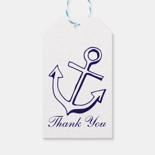 Nautical Navy Blue Dank u schip anker zeiler Cadeaulabel (Achterkant)