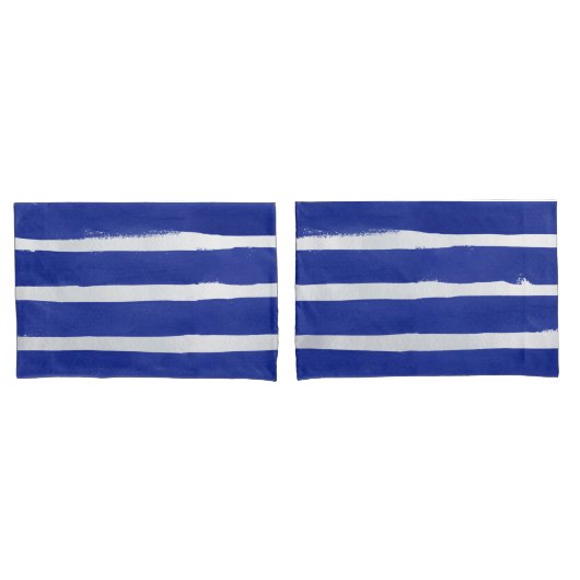 Nautical Navy Blue Distress Striped Waterverf Kussensloop (Voorkant-Set)