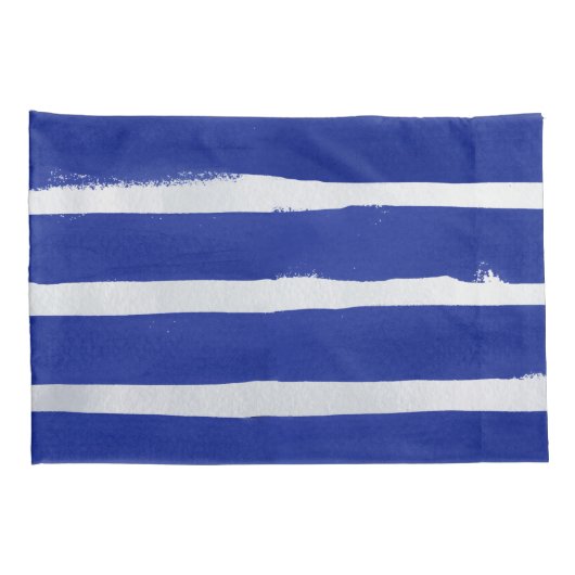 Nautical Navy Blue Distress Striped Waterverf Kussensloop (Achterkant-Rechts)