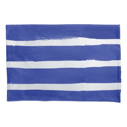 Nautical Navy Blue Distress Striped Waterverf Kussensloop (Voorkant-Links)