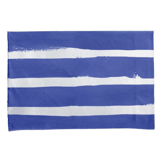 Nautical Navy Blue Distress Striped Waterverf Kussensloop (Voorkant-Rechts)