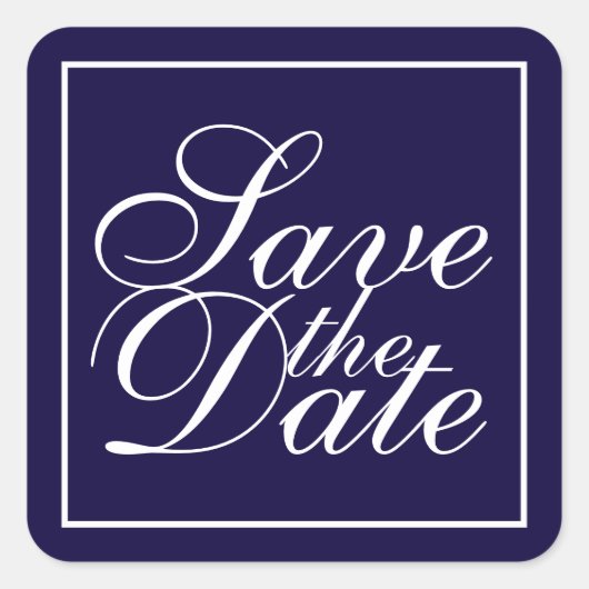 Nautical Navy Blue Elegant Wedding Save the Date Vierkante Sticker (Voorkant)