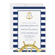 Nautical Navy Blue en Gold Anchor Wedding