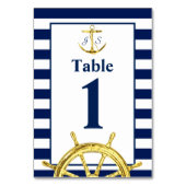 Nautical Navy Blue en Gold Wedding Kaart (Achterkant)