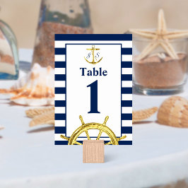 Nautical Navy Blue en Gold Wedding Kaart
