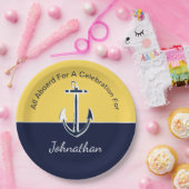 Nautical Navy Blue en mosterd geel anker partij Papieren Bordje (Feest)