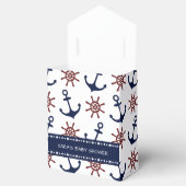 Nautical Navy Blue en red Anchor rudder patroon Bedankdoosjes (Geopend)