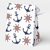 Nautical Navy Blue en red Anchor rudder patroon Bedankdoosjes (Achterkant)