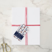 Nautical Navy Blue en red Anchor rudder patroon Cadeaulabel (Met Touw)