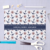 Nautical Navy Blue en red Anchor rudder patroon Tissuepapier (Craft)