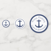 Nautical Navy Blue en White Boat Anchor Confetti (Voorkanten)